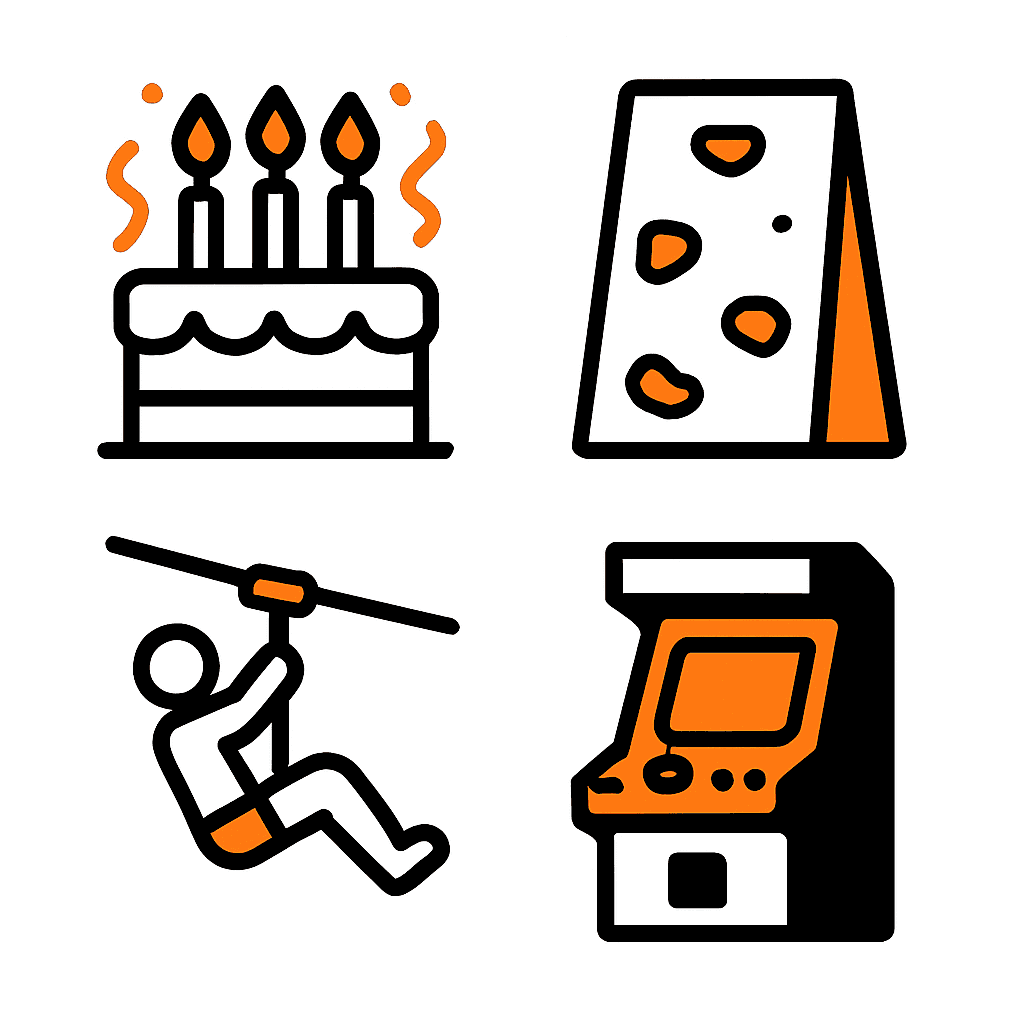 Birthday, Climbing, Sky Rider, Arcade
